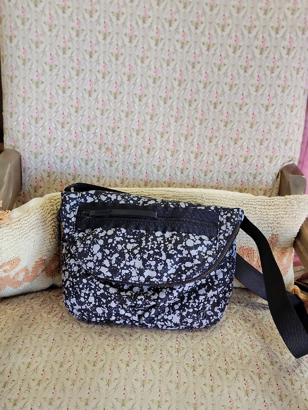 Lululemon Black & White Splatter Crossbody Bag